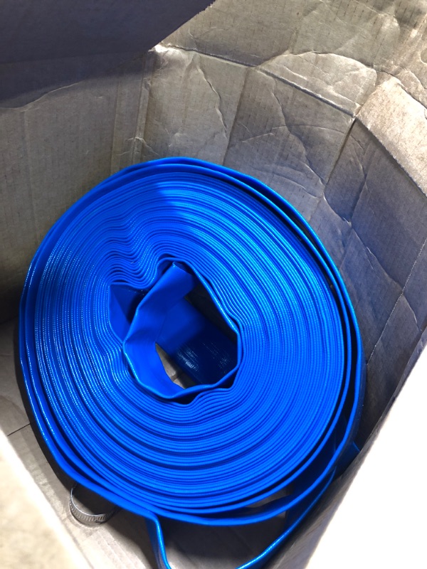 Photo 3 of 1 1/2 IN x 50 FT Pool Backwash Hose, Heavy Duty Flat Discharge Hose, Weather and Burst Resistant, Best Pool Hoses for Inground Pools, Pool Filter Hose & Pool Drain Hose 1 1/2 in x 50 ft Blue