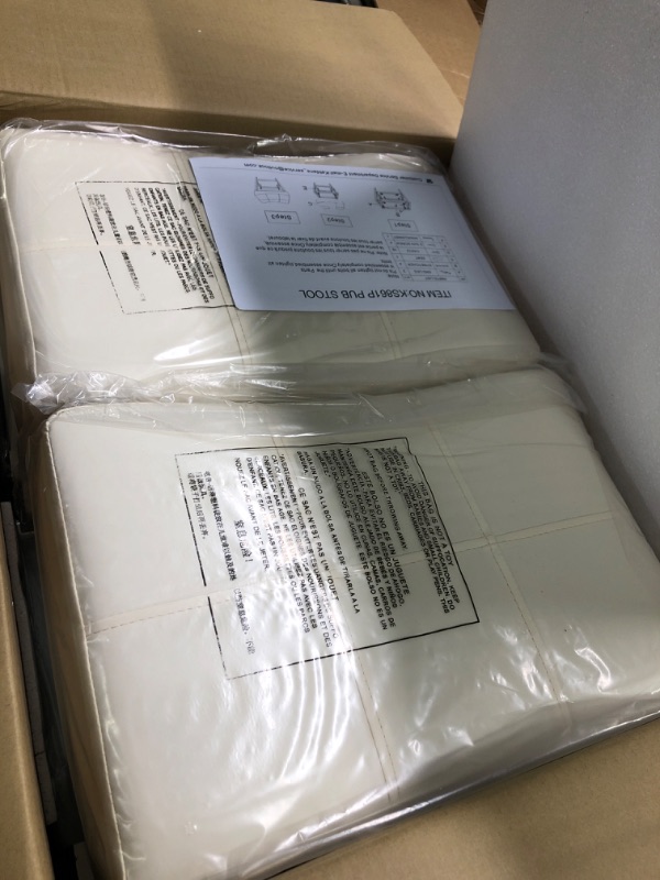 Photo 1 of KATDANS Bar Stools Set of 2, 24" Counter Height Saddle Bar Stools, Upholstered PU Leather Bar Stools for Kitchen Island, Mid Century Modern Backless Barstools with Metal Base, KS861P-Cream White With Cream Cushion 24" Set of 2