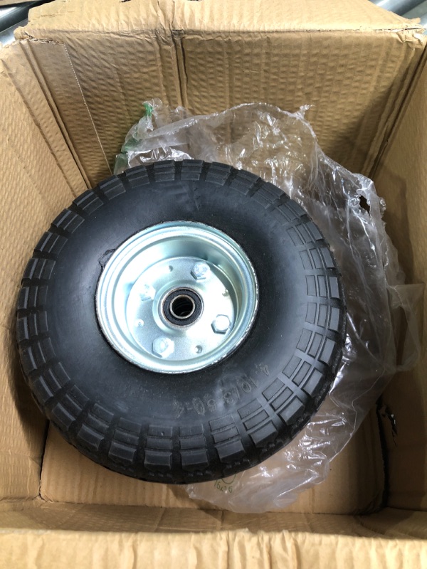 Photo 2 of (2-Pack) AR-PRO 10-Inch Solid Rubber Tires and Wheels - Replacement 4.10/3.50-4” Tires and Wheels with 5/8” Axle Bore Hole, and Double Sealed Bearings - Perfect for Gorilla Carts