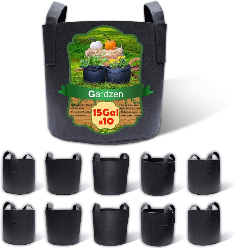 Photo 1 of 
Gardzen 10-Pack 15 Gallon Grow Bags, Aeration Fabric Pots with Handles
Color:Black