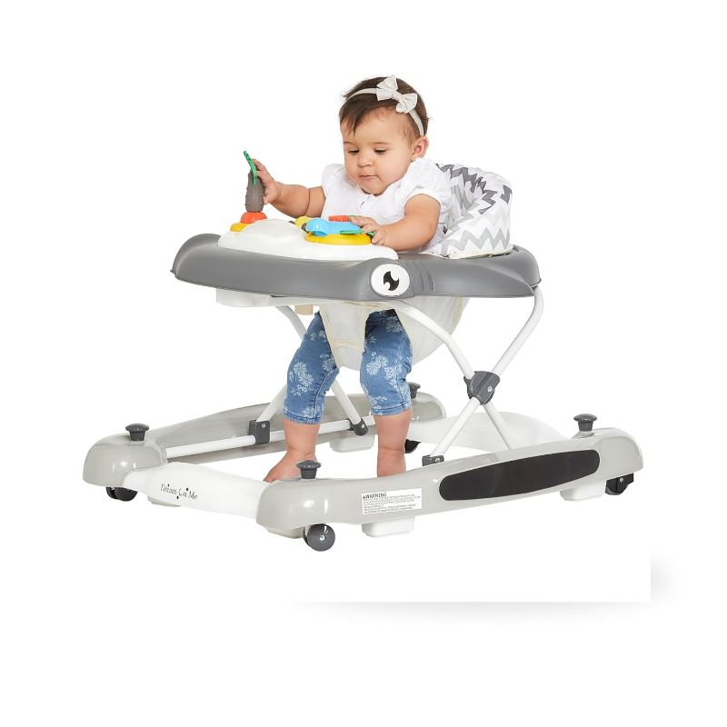 Photo 1 of Dream on Me 2-in-1 Aloha Fun Baby Walker in Grey, Easily Convertible Baby Walker, Adjustable Three Position Height Settings, Easy to Fold and Store