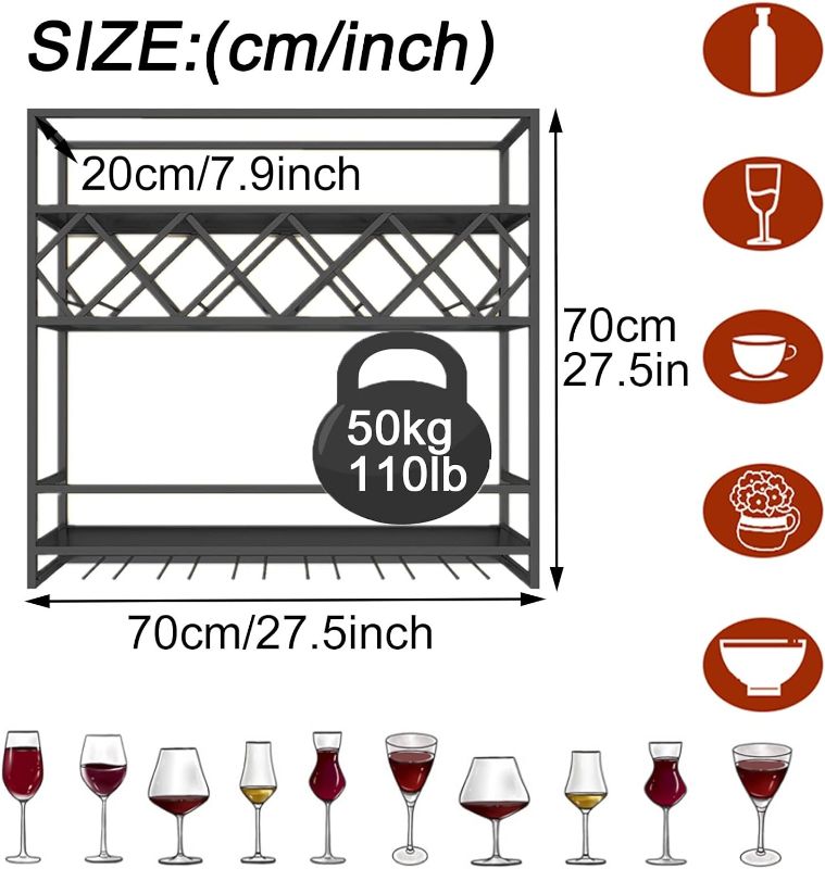 Photo 1 of amhricho Wine Rack Wall Mounted, 3 Layers of Wall Wine Rack for Storage, Wine Holder Wall Mounted Wine Bottle Racks for Home, Bar, Coffee, Kitchen, Living Room (Color : Black