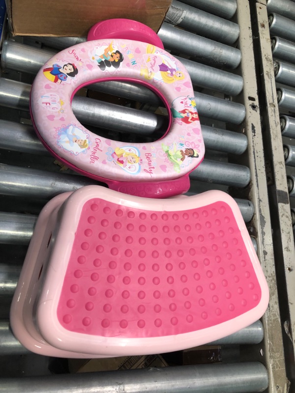 Photo 2 of Disney Princess "Loving Life" 2 Piece Essential Potty Training Set - Soft Potty Seat, Step Stool