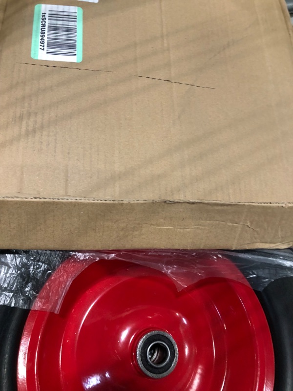 Photo 1 of 4.80/4.00-8" Flat Free Wheelbarrow Tire 3" Hub 5/8" Bearings Ribbed Tread1