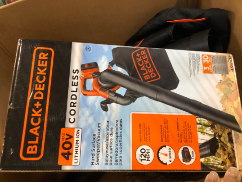 Photo 3 of BLACK+DECKER 40V Leaf Blower/Leaf Vacuum Kit, Cordless (LSWV36) Blower/Vaccum Kit