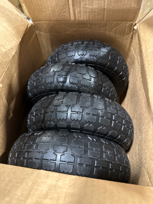 Photo 3 of (4-Pack) AR-PRO 10-Inch Solid Rubber Tires and Wheels - Replacement 4.10/3.50-4” Tires and Wheels with 5/8” Axle Bore Hole, 2.2” Offset Hub, and Double Sealed Bearings - Perfect for Gorilla Carts 4 Sliver