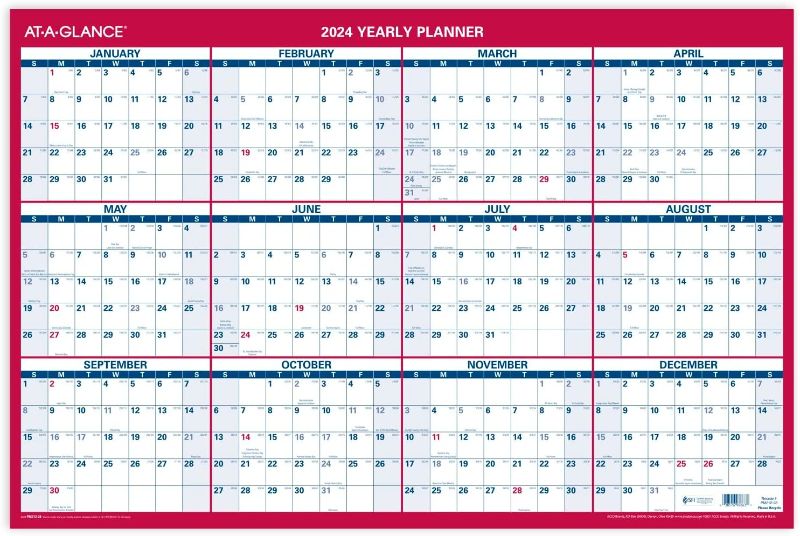 Photo 1 of AT-A-GLANCE 2024 Wall Calendar, Monthly Planner, 24" x 36", Extra Large, Paper, Reversible, Vertical/Horizontal (PM2122824)

*not exact picture*