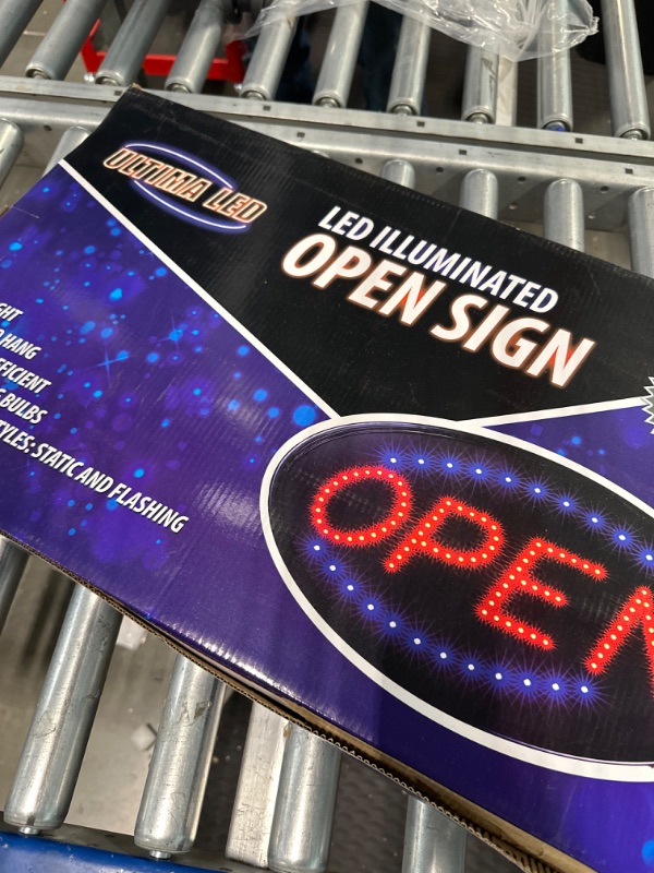 Photo 2 of Ultima LED Neon Open Sign for Business: Jumbo Lighted Sign Open with Flashing Mode – Large Indoor Electric Light up Sign for Stores (23 x 14 in) Includes Business Hours and Open & Closed Signs Model 3 23" x 14"