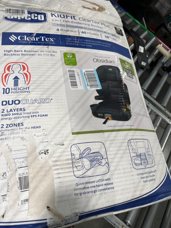 Photo 2 of Chicco KidFit ClearTex Plus 2-in-1 Belt-Positioning Booster Car Seat, Backless and High Back Booster Seat, for Children Aged 4 Years and up and 40-100 lbs. | Obsidian/Black KidFit Plus with ClearTex® No Chemicals Obsidian