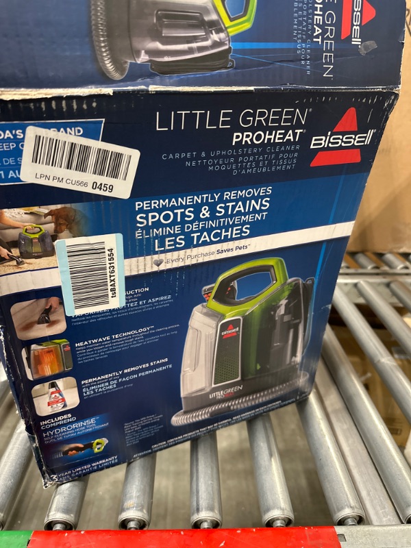 Photo 2 of BISSELL Little Green Proheat Portable Deep Cleaner/Spot Cleaner and Car/Auto Detailer with self-Cleaning HydroRinse Tool for Carpet and Upholstery, 2513E
