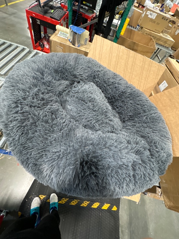 Photo 1 of Bonteck Calming Dog Beds for Small Medium Large Dogs - Round Donut Machine Washable Dog Bed, Anti-Slip Faux Fur Fluffy Donut Cuddler Cat Bed, Multiple Sizes S-XL
