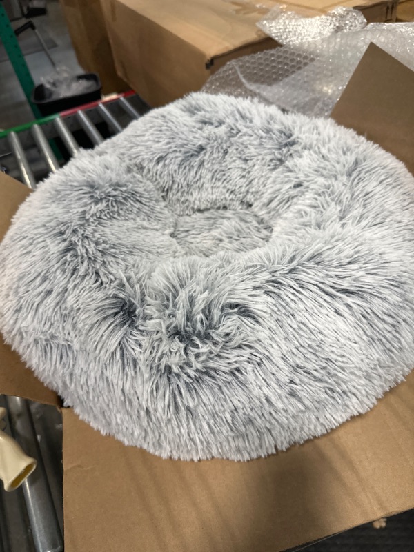 Photo 3 of Calming Dog Bed & Cat Bed, Anti-Anxiety Donut Dog Cuddler Bed, Warming Cozy Soft Dog Round Bed, Fluffy Faux Fur Plush Dog Cat Cushion Bed for Small Medium Dogs and Cats (20"/24"/27"/30")
