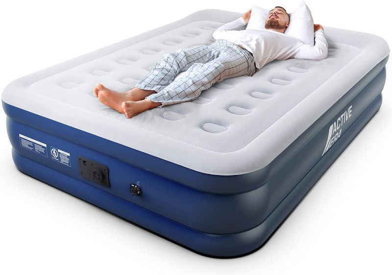 Photo 1 of Active Era King Size Air Mattress with Built-in Pump Raised - Premium Elevated Inflatable Mattress Airbed with Raised Pillow - Puncture Resistant 19.5" Tall King Air Mattress with Waterproof Soft Top
