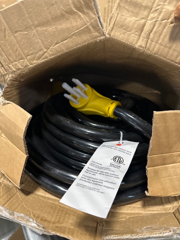 Photo 3 of 15 FT 30 Amp RV Extension Cord Outdoor with Grip Handle, Flexible Heavy Duty 10/3 Gauge STW RV Power Cord Waterproof with Cord Organizer, NEMA TT-30P to TT-30R, Black-Yellow, ETL Listed PlugSaf Yellow 15 FT - 30A