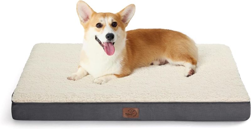 Photo 1 of Bedsure Large Orthopedic Foam Dog Bed for Small, Medium, Large and Extra Large Dogs/Cats Up to 50/75/100lbs - Orthopedic Egg-Crate Foam with Removable Washable Cover - Water-Resistant Pet Mat Medium Dark Green