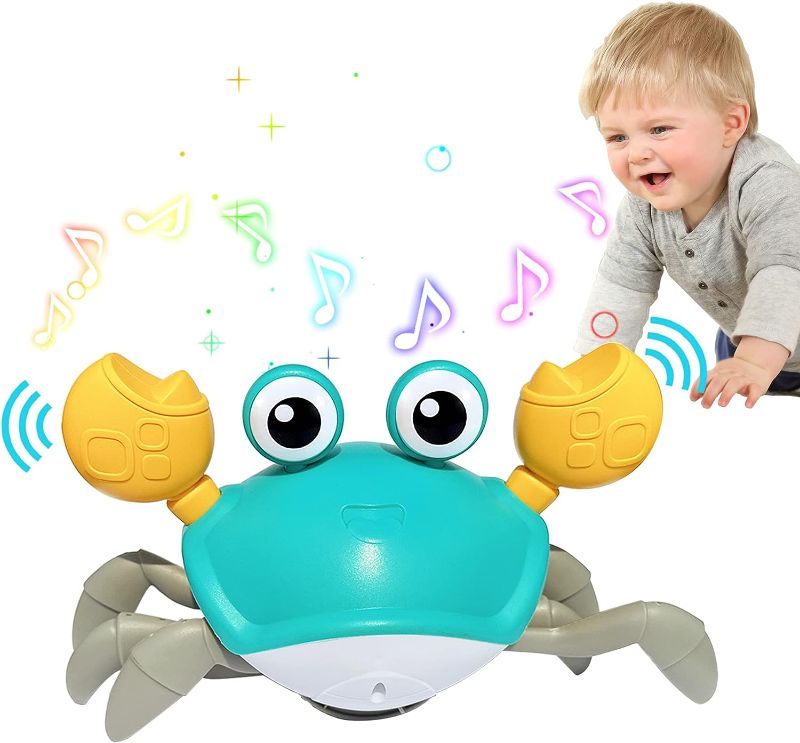 Photo 1 of Baby Toys Crawling Crab, Infant Tummy Time Toys 6 to 12-18 Months, Light-up Musical Walking Sensory Induction Crabs, Interactive Toddler Christmas Easter Birthday Gift for 1 2 3+ Year Old Boys Girls
