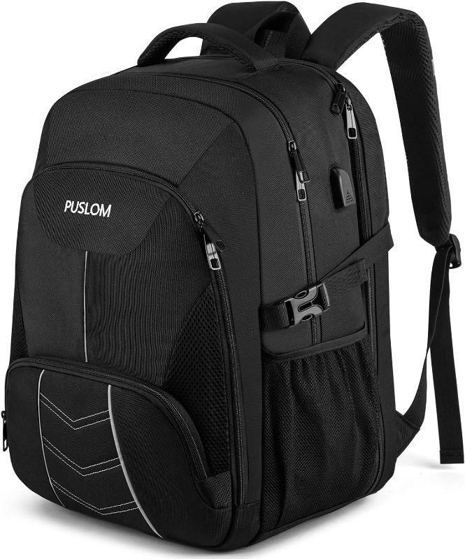 Photo 1 of Extra Large Backpack for Men 55L,18.4Inch Travel Laptop Backpack with USB Charging Port Business Flight Approved Carry On Backpack,TSA Big Capacity Heavy Duty Computer Bag College Bookbag,Black
