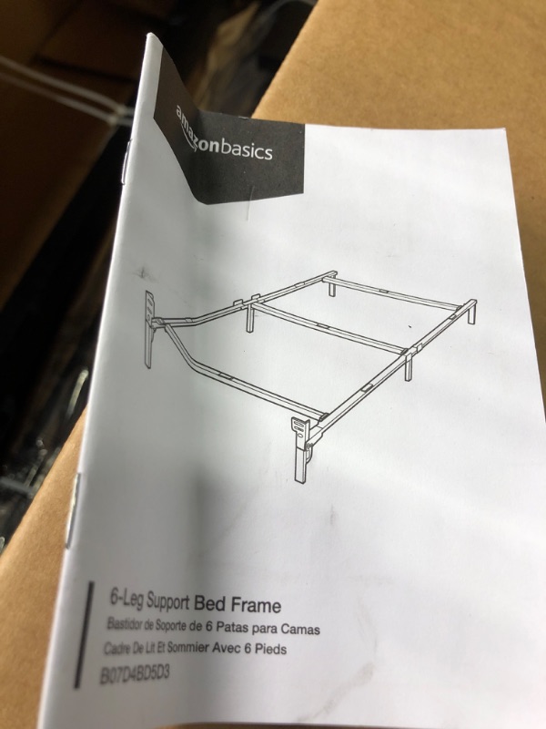 Photo 4 of Amazon Basics Metal Bed Frame, 6-Leg Base for Box Spring and Mattress, Twin, Tool-Free Easy Assembly, 74.5"L x 38.5"W x 7"H, Black
