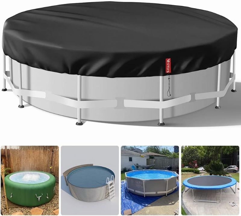 Photo 1 of 24 Ft Round Pool Cover for Stock Tank Pool, Hot Tub Cover, and Above-Ground Pool, Heavy-Duty Waterproof Dustproof Solar Pool Cover with Drawstring and Ground Nails for Stability and Easy Installa
*not exact picture*