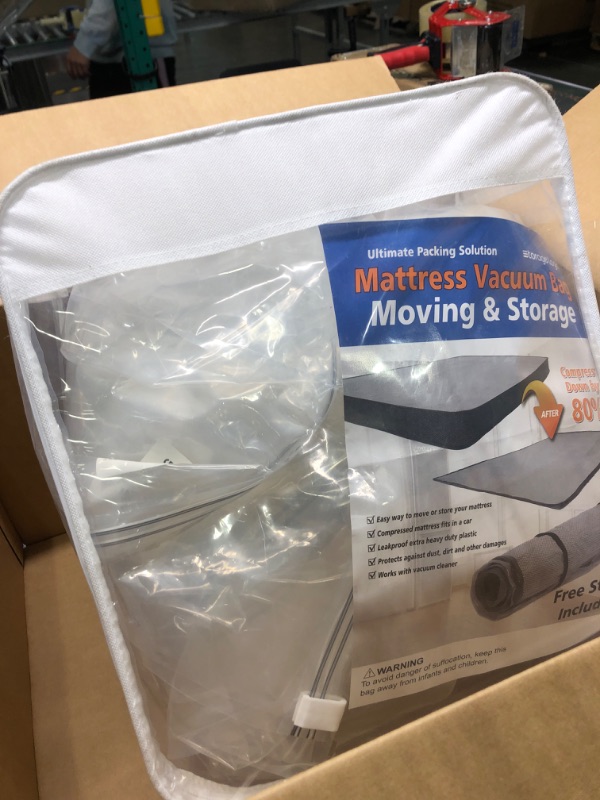 Photo 3 of  Foam Mattress Vacuum Bag for Moving, Storage, Vacuum Seal Mattress Bag with Straps