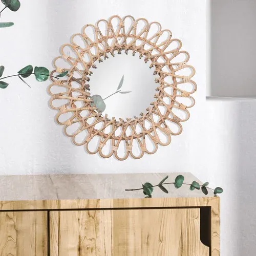 Photo 1 of  Wall-Mounted Rattan Round Mirror