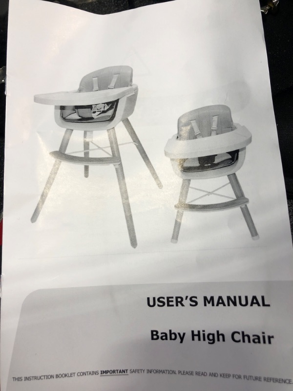 Photo 4 of Baby High Chair, 3-in-1 Convertible Wooden High Chair with Adjustable Legs & Double Dishwasher Safe Tray, High Chairs for Babies and Toddlers, Made of Sleek Hardwood & Premium Leatherette
*NOT EXACT PICTURE*