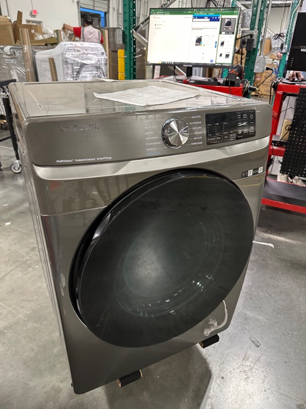 Photo 2 of Samsung 7.5-cu ft Stackable Steam Cycle Smart Electric Dryer (Platinum)
*no damage* *unable to test*
