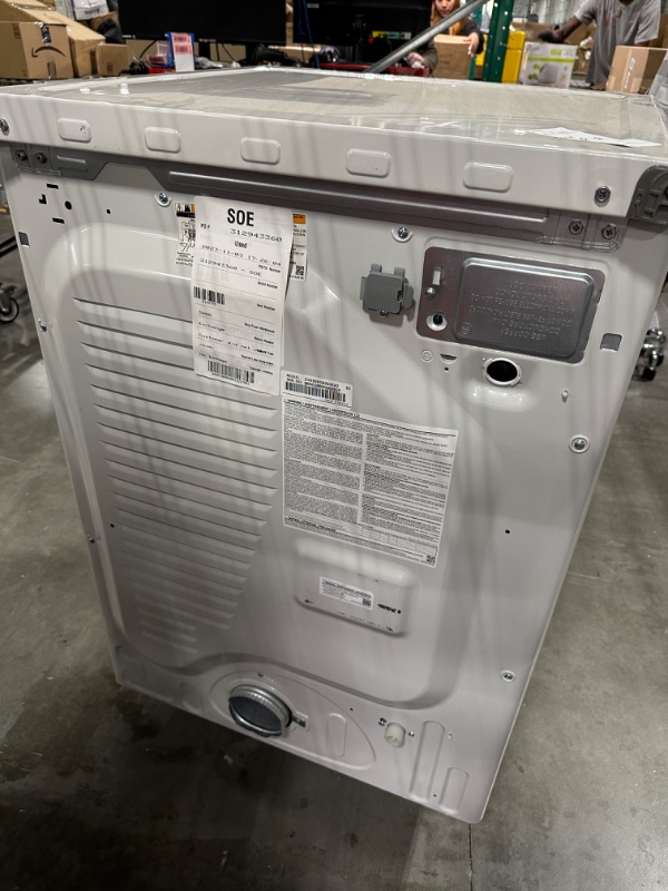 Photo 7 of Samsung 7.5-cu ft Stackable Steam Cycle Smart Electric Dryer (Ivory) ENERGY STAR
*no damage* *unable to test-needs to be hooked up to vent*