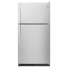 Photo 1 of Whirlpool 20.5-cu ft Top-Freezer Refrigerator (Fingerprint Resistant Stainless Steel)
*fridge handles are located inside for installation* *product is factory sealed* *small dent behind product*

*product plug is bent- view picture*
