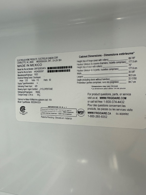 Photo 3 of Frigidaire Gallery 27.8-cu ft French Door Refrigerator with Dual Ice Maker (Fingerprint Resistant Stainless Steel) ENERGY STAR
*per notes no damage* *door handles included - needs to be assembles- scratches on door handles*