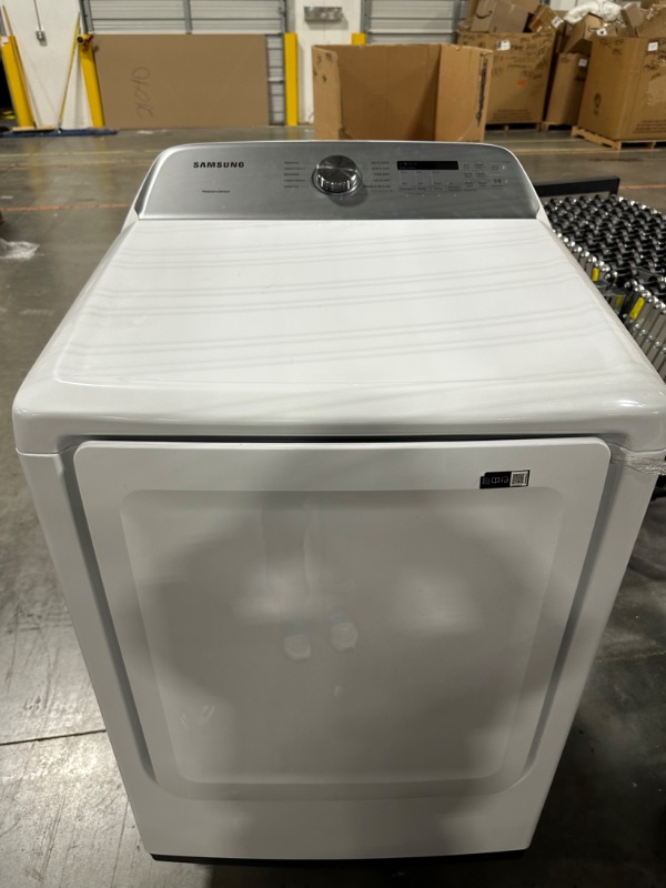 Photo 2 of Samsung 7.4-cu ft Electric Dryer (White)
*per notes no damage* *unable to test-plug unique*
