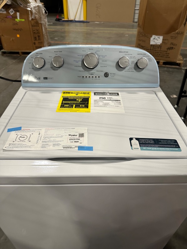 Photo 5 of Whirlpool 3.8-cu ft High Efficiency Impeller and Agitator Top-Load Washer (White)
*no damage per notes* *control panel has blue plastic film protection* * small scuff on top*