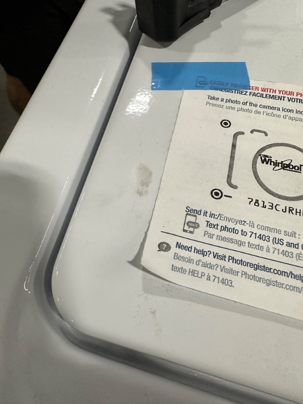 Photo 9 of Whirlpool 3.8-cu ft High Efficiency Impeller and Agitator Top-Load Washer (White)
*no damage per notes* *control panel has blue plastic film protection* * small scuff on top*