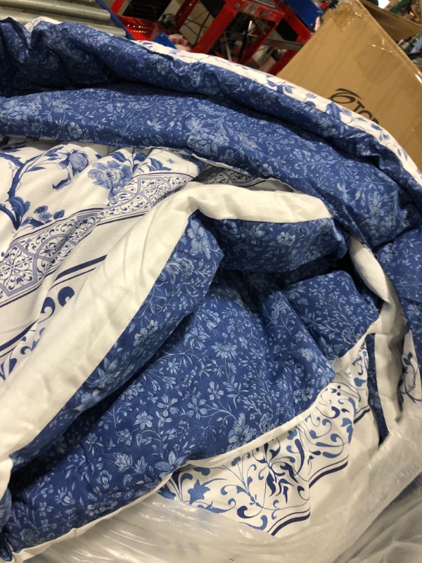 Photo 3 of **USED** Laura Ashley Home - Queen Comforter Set, Cotton Bedding with Matching Shams & Bed Skirt, Stylish Home Decor (Charlotte Blue, Queen) Queen China Blue