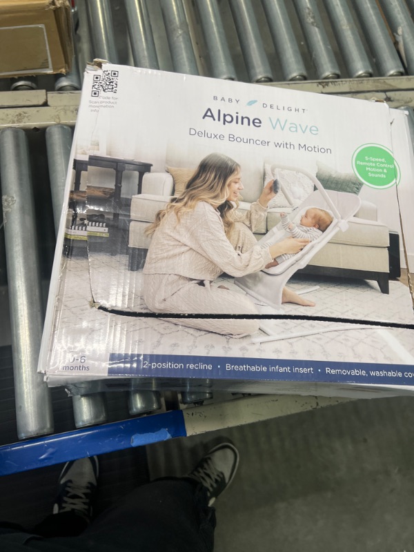 Photo 1 of Baby Delight Alpine Wave Deluxe Portable Bouncer | Automated Motion Baby Bouncer | Infants 0 – 6 Months | Driftwood Grey Deluxe, Driftwood Grey