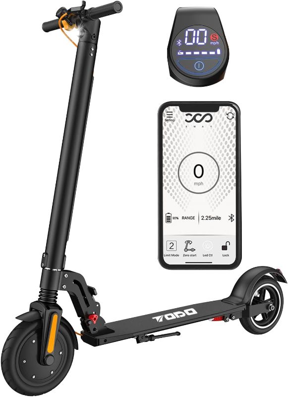 Photo 1 of Electric Scooter,TODO Foldable Electric Scooter for Adults, Max 15MPH,8.5" Solid Tires,Range12-19Mile 400W(Peak) Powerful E-Scooter with Dual Brakes, Smart APP&Dual Brake System 