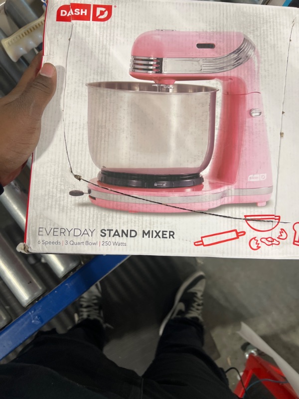 Photo 1 of Dash Stand Mixer (Electric Mixer for Everyday Use): 6 Speed Stand Mixer with 3 Quart Stainless Steel Mixing Bowl, Dough Hooks & Mixer Beaters for Frosting, Meringues & More - Pink Pink Mixer