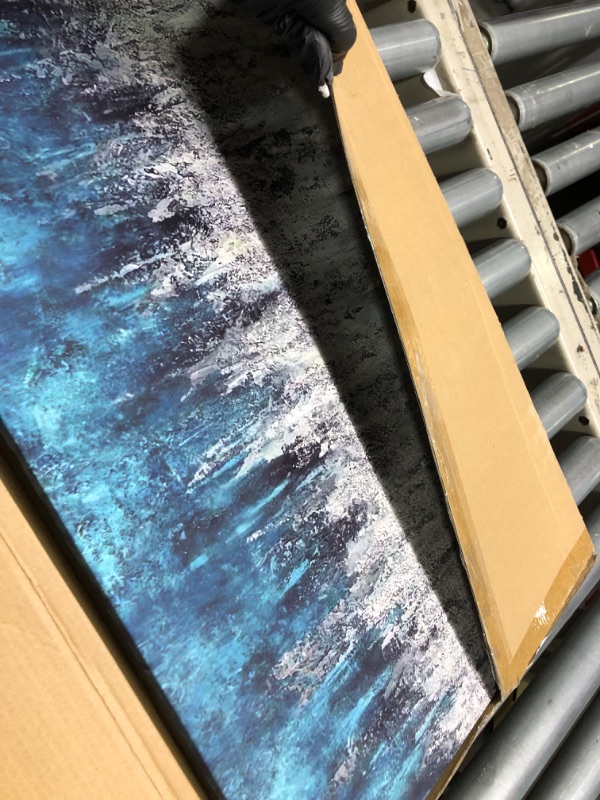 Photo 1 of Abstract Teal Canvas Wall Art Turquoise Abstract Painting Teal and Grey Picture Wall Decor Blue Teal Artwork Navy Blue White Gray Abstract Painting Teal and Silver Abstract Painting 16x24inch Framed abstract teal framed 16.00" x 24.00"