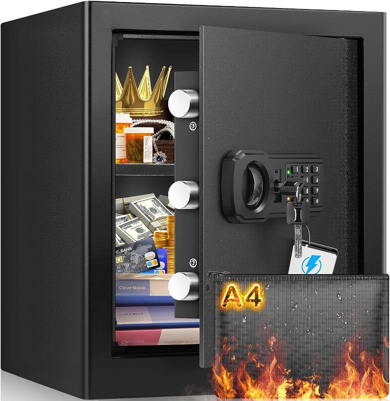 Photo 1 of 1.8 Cubic Fireproof Safe with Waterproof Fireproof Bag, Anti-Theft Home Safe Fireproof Waterproof with Digital Keypad Key, Security Safe Box for Pistol Money Medicine Important Documents
