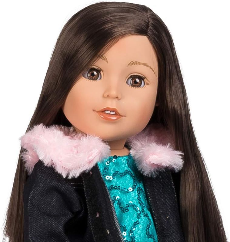 Photo 1 of Adora Amazon Exclusive - 18” Realistic Doll in Soft Vinyl, Huggable Body and Trendy Outfit For Unlimited Imaginative and Interactive Pretend Play - Amazing Girl Emma Sparkles
