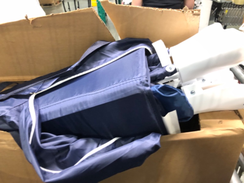 Photo 1 of Heyo.Ja Portable Baby Playard, 4 in 1 Convertible Pack and Play with Bassinet, Nursery Center with Comfortable Mattress, 5 Height Adjustable Bedside Crib, Starry Sky Fence (Navy)
