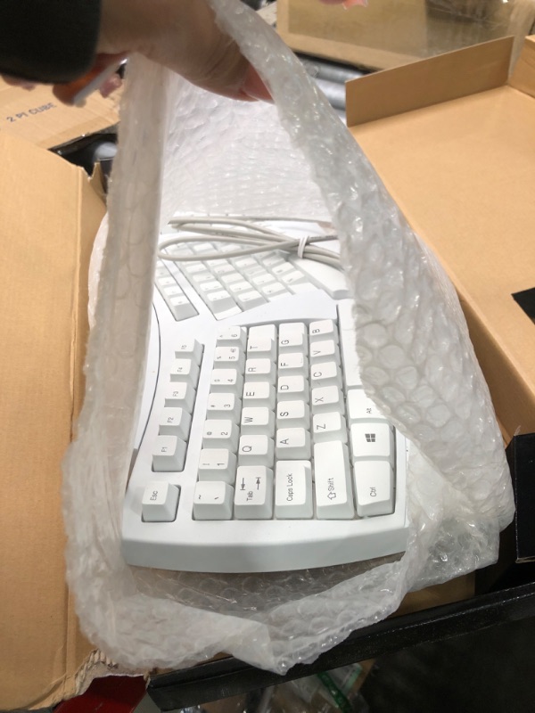 Photo 1 of Perixx PERIBOARD-512W Periboard-512 Ergonomic Split Keyboard - Natural Ergonomic Design - White - Bulky Size 19.09"X9.29"X1.73", US English Layout Wired White Keyboard
