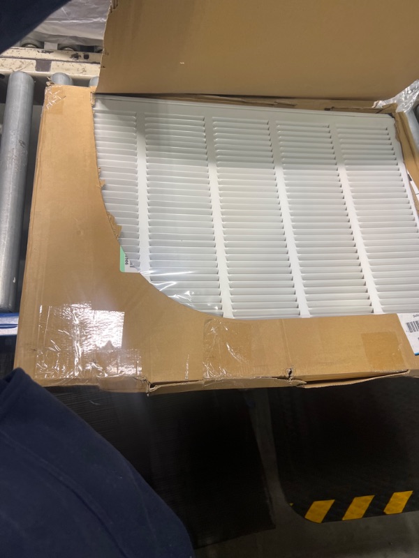 Photo 3 of 25" X 18" Steel Return Air Filter Grille for 1" Filter - Easy Plastic Tabs for Removable Face/Door - HVAC DUCT COVER - Flat Stamped Face -White [Outer Dimensions: 26.75w X 19.75h] 25 X 18