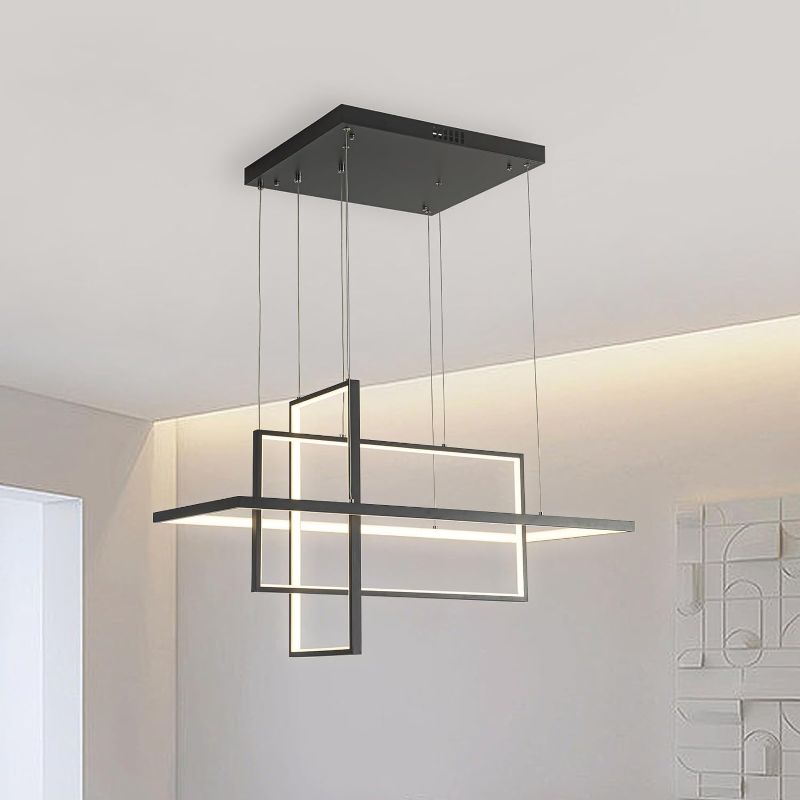 Photo 1 of Leniure Black Modern Square LED Light Ceiling Lamp Chandelier Lighting Fixture