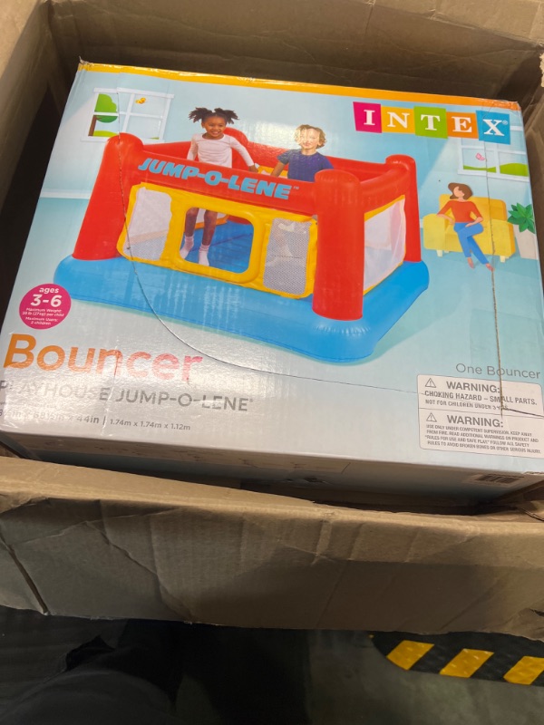 Photo 1 of Intex Inflatable Jump-O-Lene Playhouse Trampoline Bounce House for Kids Ages 3-6 Pool Red/Yellow, 68-1/2" L x 68-1/2" W x 44" H 1 Pack