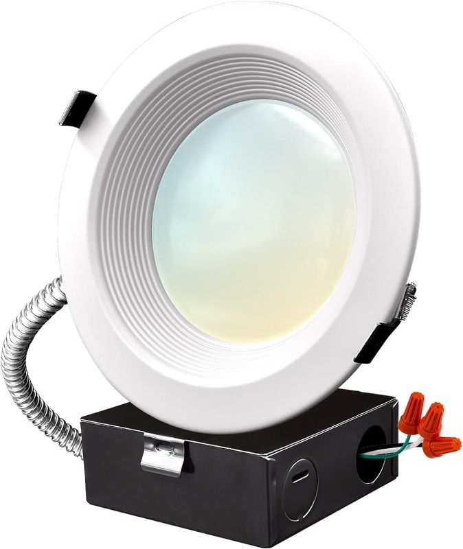 Photo 1 of LUXRITE 6 Inch Commercial LED Recessed Lighting with J-Box, 12/16/20W, 3 Color Selectable 3000K-5000K, 1140/1520/1900 Lumens, 0-10V Dimmable, 120-277V, Canless LED Downlight, IC Rated, Wet Rated