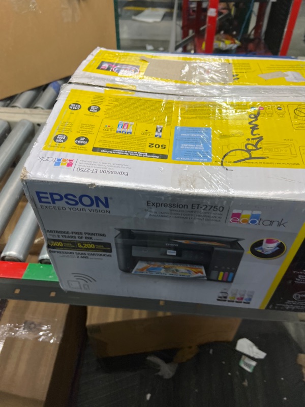 Photo 1 of Epson EcoTank ET-2750 Wireless Color All-in-One Cartridge-Free Supertank Printer with Scanner, Copier and Ethernet, Regular EcoTank ET-2750 - Renewed