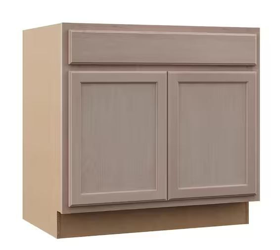 Photo 1 of 36 in. W x 24 in. D x 34.5 in. H Assembled Sink Base Kitchen Cabinet in Unfinished with Recessed Panel