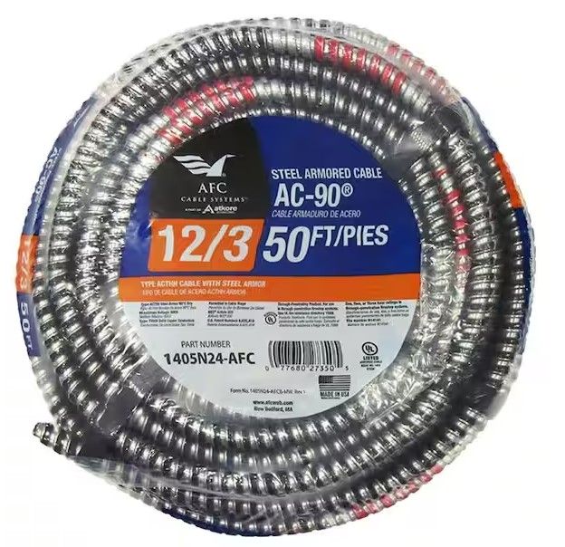 Photo 1 of 12/3 x 50 ft. BX/AC-90 Armored Electrical Cable