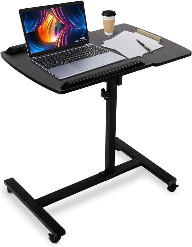 Photo 1 of WANLISELL Mobile Laptop Stand Height & Angle Adjustable Laptop Stands Desk Rolling Cart, Height Adjustable from 24'' to 38'', Black